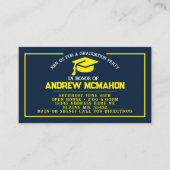 ネイビー&イエロー卒業ミニ卒業招待状 名刺 (正面)