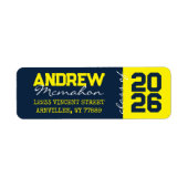 ネイビー&イエロー卒業差出人住所ラベル ラベル (正面)