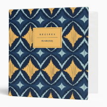 ネイビー＋イエロー イカット オーダーメイド 3リング バインダー