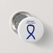 ネイビー、インディゴ、ダークブルー認識度リボンピン 缶バッジ (正面&裏面)