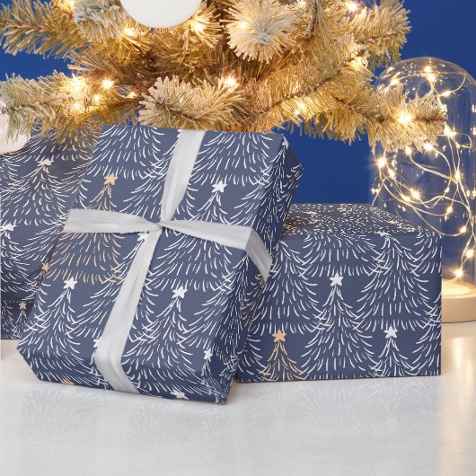 ネイビー・ウィンター・クリスマス ラッピングペーパー (クリスマス)