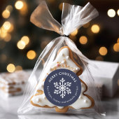 ネイビー ウィンター スノーフレーク クリスマス ギフト タグ ステッカー