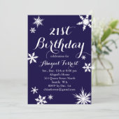 ネイビー ウィンター 21歳の誕生日招待状 招待状 (スタンド正面)