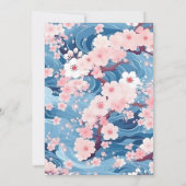ネイビー ウェーブ 桜の花 モダン ウェディング セーブザデート (裏面)