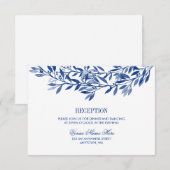 ネイビー ウォーターカラー ライラックの花輪 結婚式の披露宴 招待状 (正面/裏面)