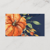 ネイビー・ウォーター・カラー・カボチャ・ブックス赤ちゃんシャワー エンクロージャーカード (裏面)