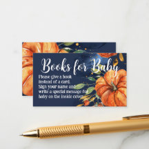 ネイビー・ウォーター・カラー・カボチャ・ブックス赤ちゃんシャワー