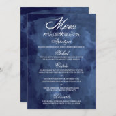 ネイビー・ウォーター・カラー・ボヘ結婚ミアンのメニュー メニュー (正面/裏面)
