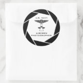 ネイビー・エアクルー・フォトグラファー・ステッカー ラウンドシール (バッグ)