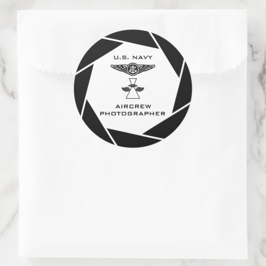 ネイビー・エアクルー・フォトグラファー・ステッカー ラウンドシール (バッグ)
