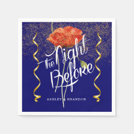 ネイビー エレガント フラワーナイト ビフォア ナプキン スタンダードカクテルナプキン