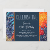 ネイビー&オレンジガースバースデーパーティー 招待状 (正面)