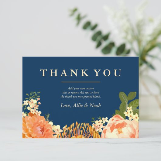ネイビー&オレンジフローラありがとう サンキューカード (スタンド正面)