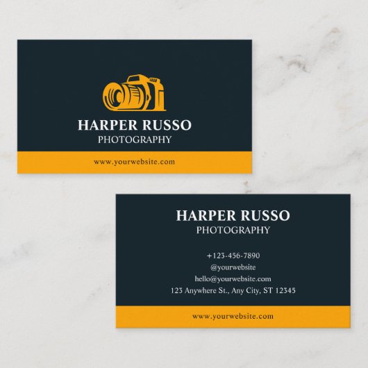 ネイビー&オレンジプロフェッショナル写真 名刺 (正面/裏面)