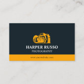 ネイビー&オレンジプロフェッショナル写真 名刺 (正面)