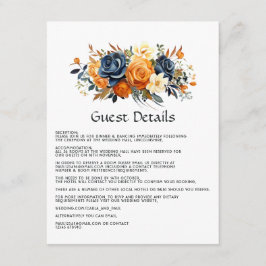 ネイビー&オレンジ結婚フローラズゲスト詳細 エンクロージャーカード