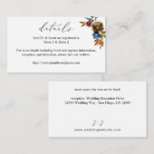 ネイビー、オレンジ、ブラウン秋フローラ詳細SM エンクロージャーカード (正面/裏面)