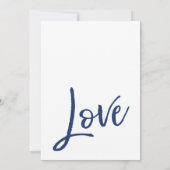 ネイビー カジュアル モダン ミニマル ハンド タイポグラフィー ウェディング 招待状 (裏面)