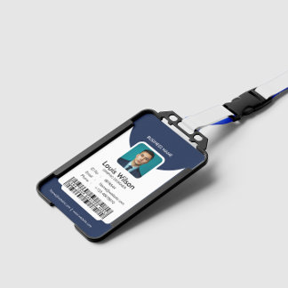 ネイビー | カスタマイズ可能な従業員ID会社セキュリティ バッジ