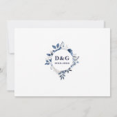 ネイビー カントリー フラワーリース 50周年 結婚記念日 写真 招待状 (裏面)