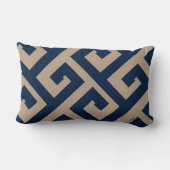 ネイビー&カーキ幾何デザイン枕 ランバークッション (裏面)