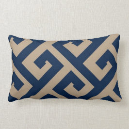 ネイビー&カーキ幾何デザイン枕 ランバークッション