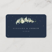 ネイビー/クリームスノーベリー+ユーカリ結婚ズフラット プレイスカード (裏面)