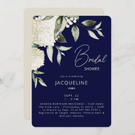 ネイビー&クリームホワイトアジサイブライダルシャワー 招待状