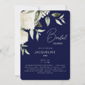 ネイビー&クリームホワイトアジサイブライダルシャワー 招待状 (正面)