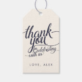 ネイビー&クリーム書道ありがとうメッセージカード ギフトタグ (正面)