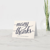 ネイビー&クリーム書道ありパーソナライズされたがとう サンキューカード (正面)