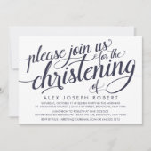 ネイビー&クリーム書道《キリスト教》洗礼式や命名式招待状 招待状 (正面)