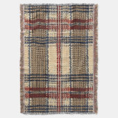 ネイビー・クリーム織り格子模様 スローブランケット (正面縦)