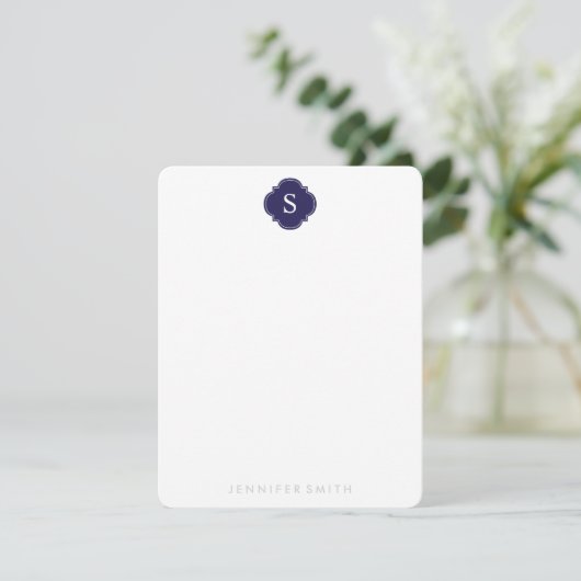 ネイビー・クローバー・モノグラストライプムと・ノート・カード 招待状 (スタンド正面)