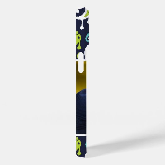 ネイビー&グリーンイカットペイズリーカスタムフォトモノグラム Case-Mate iPhoneケース (裏面 / 右)