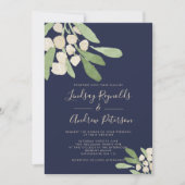 ネイビー&グリーンウォーター色ミスタントー結婚ズ 招待状 (正面)