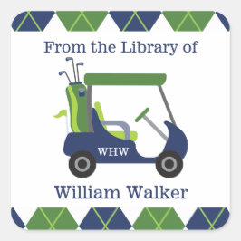 ネイビー&グリーンゴルフシールパーソナライズされたカー スクエアシール