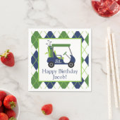 ネイビー&グリーンゴルフパーソナライズされたパーティーナプキン スタンダードカクテルナプキン (インサイチュ)