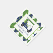 ネイビー&グリーンゴルフパーソナライズされたパーティーナプキン スタンダードカクテルナプキン (角)