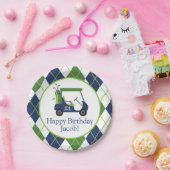 ネイビー&グリーンゴルフパーソナライズされたパーティープレート ペーパープレート (パーティー)