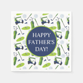 ネイビー&グリーンゴルフパーソナライズされた スタンダードカクテルナプキン