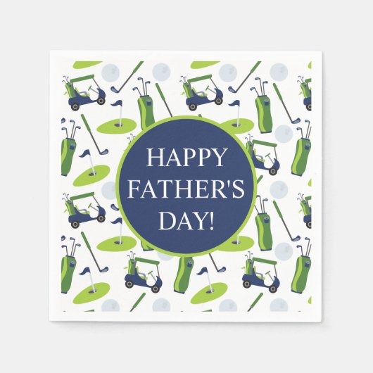 ネイビー&グリーンゴルフパーソナライズされた スタンダードカクテルナプキン (正面)