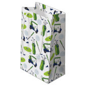 ネイビー&グリーンゴルフパーソナライズされた スモールペーパーバッグ (裏面アングル)