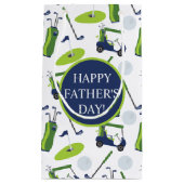 ネイビー&グリーンゴルフパーソナライズされた スモールペーパーバッグ (正面)