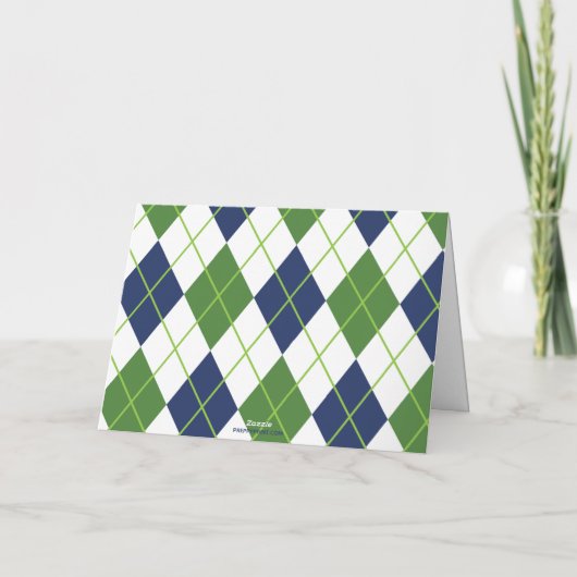 ネイビー&グリーンパーソナライズされたゴルフ折り畳みノートカード サンキューカード (裏面)