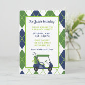 ネイビー & グリーン アーガイル ゴルフパーティーの招待状 招待状 (スタンド正面)