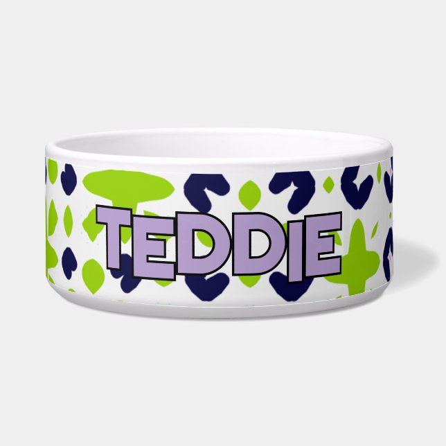 ネイビー グリーン パープル 遊び心あふれる幾何学デザイン ボウル (正面)