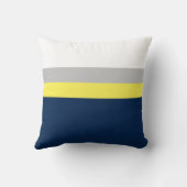 ネイビー，グレーイエローカラーブロックストライプ装飾用クッション クッション (裏面)