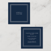 ネイビー・グレーシンプルクラシック スクエア名刺 (正面/裏面)