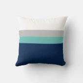 ネイビー,グレーティール(緑がかった色)カラーブロックストライプ装飾用クッション クッション (裏面)